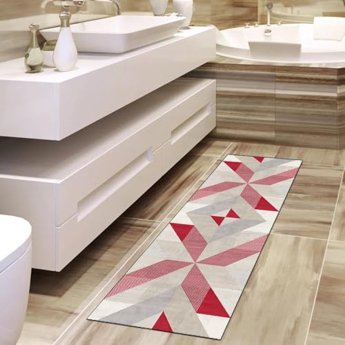 Alfombra de pasillo roja antideslizante lavable de 50x250 cm 4