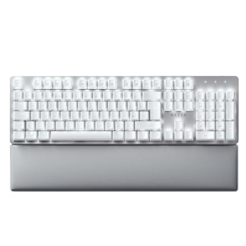 Razer Pro Type Ultra - Wireless Mechanical Keyboard for Maximum Productivity (Yellow Silent and Linear Keyboard Switches, Wrist Rest, Multi-Device Dongle, Bluetooth) QWERTY UK Layout | White