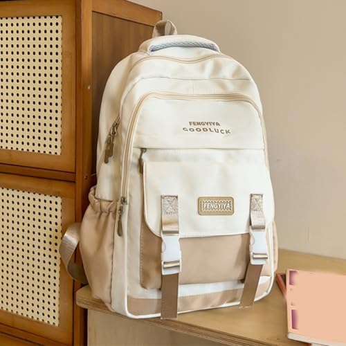 Backpack with Adjustable Shoulder Strap Bookbag for Students (Khaki)4