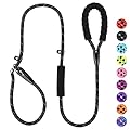 PLUTUS PET Dog Slip Lead, Anti-Choking with Traffic Padded 2 Handles, Reflective Strong Sturdy Heavy Duty Rope Lead, 6FT/182cm Dog Training Lead for Medium Large Dogs ?182cm Black)