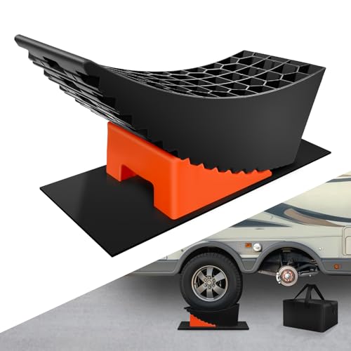 ROBLOCK Tandem Trailer Tire Change Ramp Tire Lifts Up to 6.3 Raised Tire Change Ramp for Trailers Campers RV Leveling Blocks with Chocks Carry Bag Dual Axle Tandem Wheel Aid 1 Pack