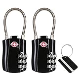 flintronic Cerradura de Equipaje, TSA Seguridad de Candado Combinacion,3 Diales Combinación de Bloqueo de Contraseña, Adecuado para Maletas, Colegios, Gimnasios(Tarjeta de Embarque)-Negro