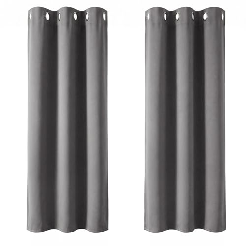 Image of Deconovo Grey Blackout Curtains Thermal Bedroom Curtains 42 inchx 54 inch 1 Pair