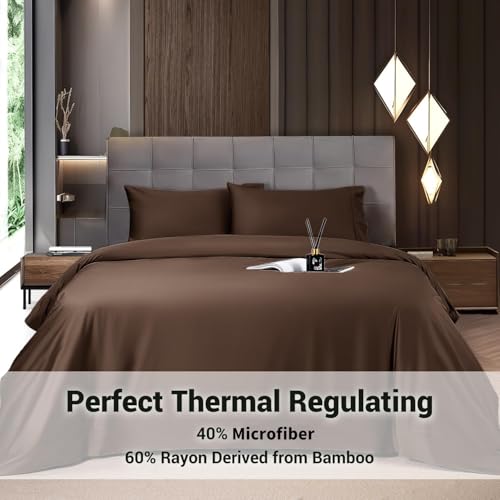 image for Shilucheng 4 Piece King Sheet Sets, Cooling Sheets, Blend Rayon Derive