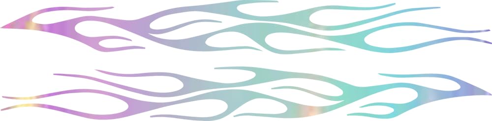 Flame Long Stripe Racing Car 4 (Holographic Opal Purple) (Set Of 2) Premium Waterproof Vinyl Decal Stickers For Laptop Phone Accessory Helmet Car Window Bumper Mug Tuber Cup Door Wall Decoration