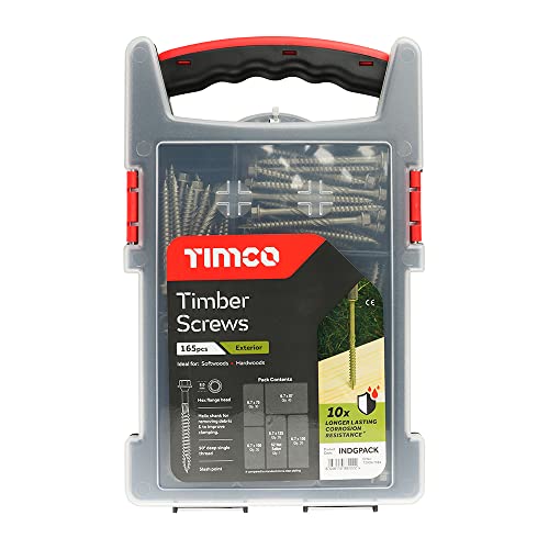 Vis à bois hexagonales extérieures Timco vertes en coffret assorti de 165 pièces