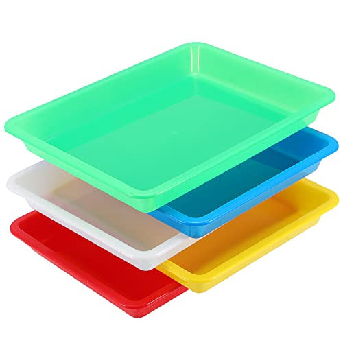 Zeonhei 10 Pack Plastic Art Trays, Multicolor Activity Plastic Trays, Stackable Plastic Tray Art And Crafts Organizer Tray For Beads, Painting, Diy Projects, 11 X 8.3 X 1.2 Inch #TOP3