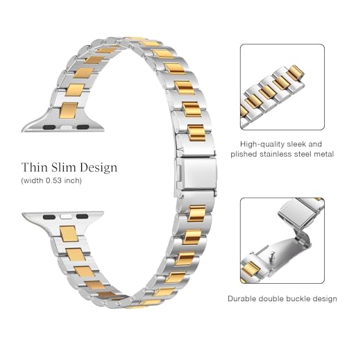 Bracelet Apple Watch fin acier inoxydable argent or 38mm-42mm - 3