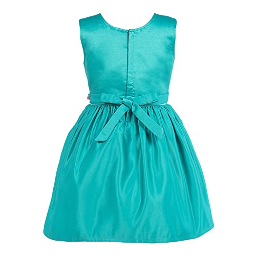 Image of Hopscotch Baby Girls Cotton Floral Applique Sleeveless Party Knee-Length Dress