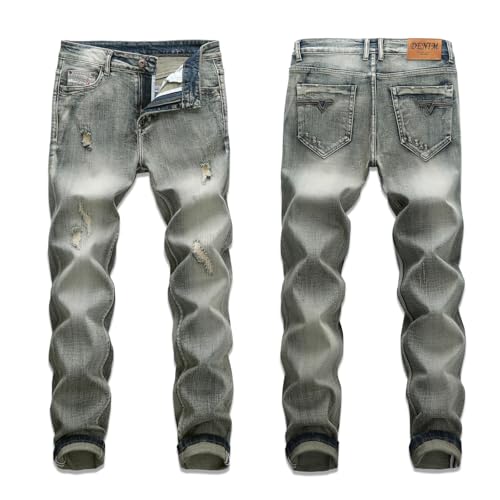 Mens Skinny Fit Ripped Destroyed Distressed Stretch Slim Cotton Blend Comfort Biker Denim Pants Jeans Pants2
