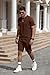 UOUA Mens Short Sets 2 Piece Summer Outfits Casual Short Sleeve Crew-Neck Shirts & Shorts Track Suit Jogging Loungewear Brown L