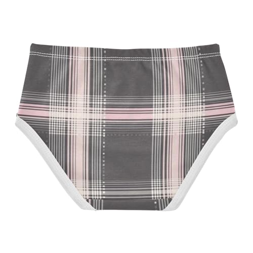 Girls' Cotton Briefs Comfort Underwear for Baby Girls Pink Gray Plaid2