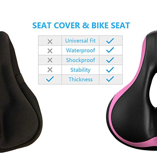 BLUEWIND Most Comfortable Bicycle Seat, Bike Seat Replacement with Dual Shock Absorbing Ball Wide Bike Seat Memory Foam Bicycle Gel Seat with Mounting Wrench (Pink)