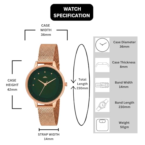 Image of WISEWALKER Women's Analog Wrist Watch for Ladies and Girls | Stylish & Trendy | Rose Gold Stainless Steel Premium Strap | Perfect for Casual, Party & Formal Wear