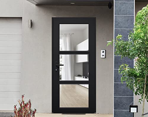 Front Exterior Prehung Metal-Plastic Door See-Through/Manux 8555 Matte Black/Office Commercial and Residential Doors Entrance Patio Garage 36\" x 80\" Right-Hand Inswing