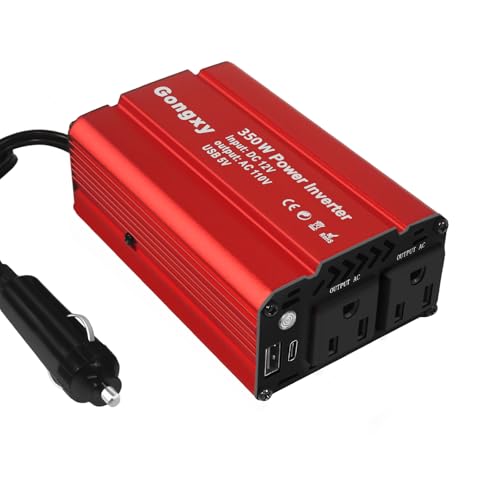 Image of 350W Power Inverter for Vehicles, 12V to AC 110V Car Inverter Converter, Charger Plug Suit for USB QC 3.0, PD(65W), Car Charger Adapter for Road Trip and Camping