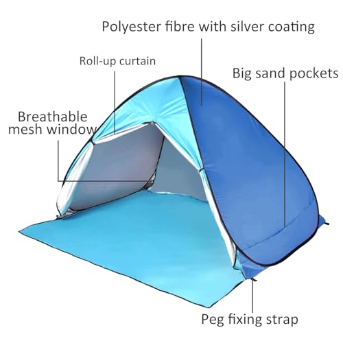 Carpa portátil automática para playa UPF 50+ para 3-4 personas miniatura 4