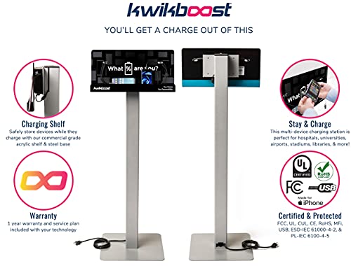 Kwikboost Free Standing Cell Phone Charging Station | Multi-Device Retail Kiosk With 8 Charger Ports | Compatible With Apple Iphones, Ipads, Samsung, Android, Tablets And More! #TOP5