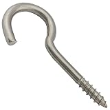 SC-Normteile Schraubhaken mit Holzgewinde - 4,4 x 65 mm - (10 Stück) - Wandhaken | Wäscheleinenhaken | gebogen | rostfrei - (Gewindelänge: 18 mm) - aus Edelstahl A2 V2A - SC9080