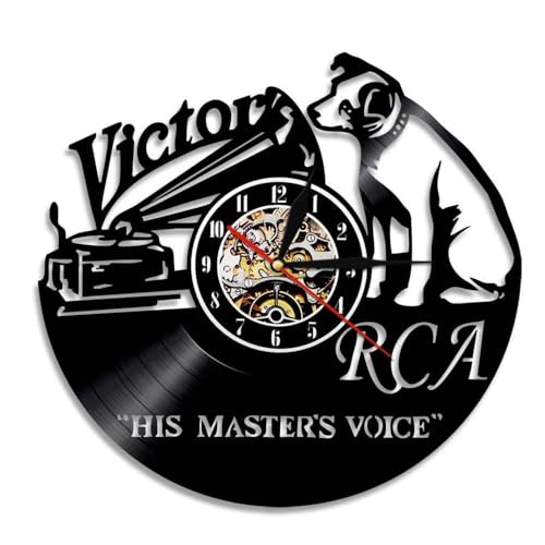 Reloj de pared musical disco de vinilo RCA Victor Dog miniatura 1