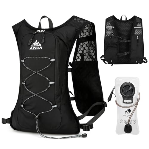 Outplea Paquete de hidratación ultraligero con bolsa de agua de 2 L, chaleco grande para correr con soporte para teléfono, mochila pequeña de senderismo para ciclismo al aire libre, festival rave