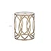 Madison Park Arlo Accent Tables For Living Room, Glass Top Hollow Round, Small Metal Frame Geometric Eyelet Pattern Luxe Modern Stylish Nightstand Bedroom Furniture, Gold