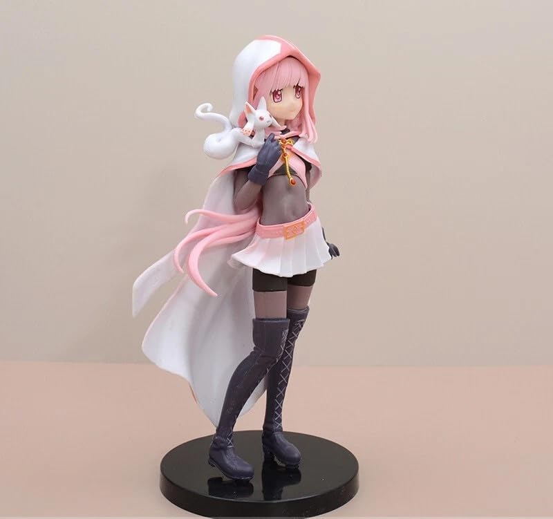 Image of Magical Girl Iroha Tamaki Anime Action Figure 22cm || Standing Cute Witch Girl Iroha with Pink Hood & White Cat Anime Figure for Home, Desk & Table Decor | Gift for Friends & Anime Fans