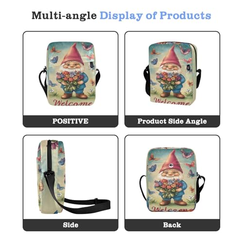Retro Gnome messenger bag cute Crossbody Small Bag For Women Lady Shoulder Handbags Adjustable Strap for School School4