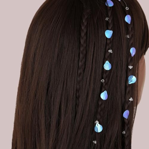 VAVANGA 55cm Long Transparent Shell Hair Chain Clips in and Crystal Hair Jewelry with Invisible Fish Line Wedding Hair Accessories for Women