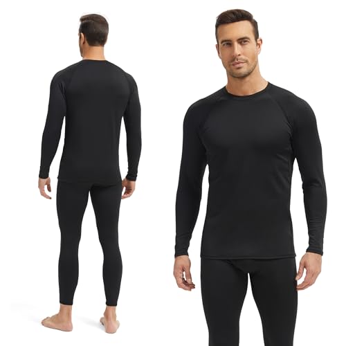 Men's Thermal Underwear Long Johns Fleece Lined Compression Pants Shirts Tops Athletic Base Layer Set Cold Weather2