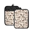 Wellflyhom western cowboy pot holder 2 pack heat resistant hot pads with pockets southwest aztec potholder multipurpose oven mitts kitchen gloves baking cooking bag 74×96  urban country home decor