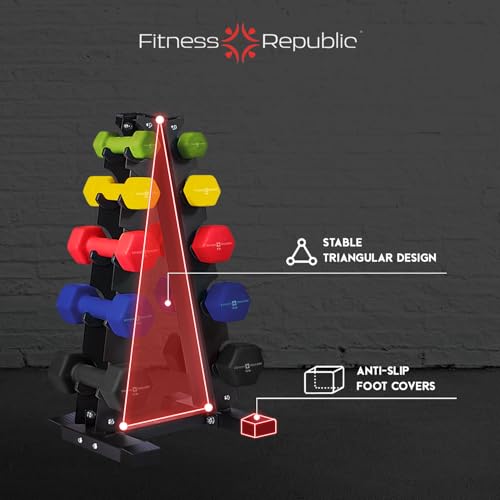 Fitness Republic 5 Tier 200 LB Capacity Dumbbells Weight Storage Rack - 2.0 MM Thick Steel Weight Organizer - Ideal Choice for Home Gym - Easy to Assemble and Store - Thumbnail 4
