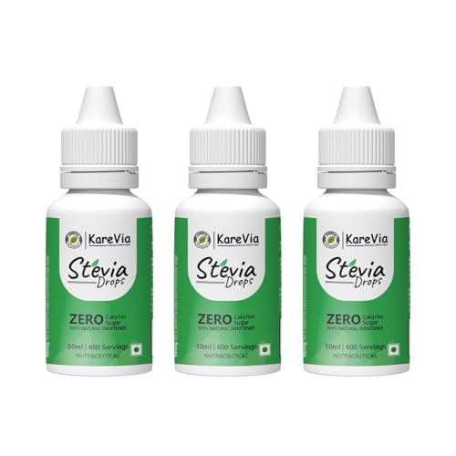 Image of Kare Via Stevia Liquid Drops Natural Pack of 3 x 30ml - Zero Calories & Zero Carbs, Sugar Substitute Great for Weight Control - 90ml