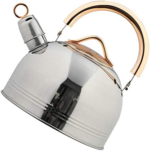 Hemoton 3L Stove Top Whistling Kettle Surgical Stainless Steel Tea Kettle Teapot with Cool Touch Ergonomic Handle Water Kettle for Home Kitchen Camping Outdoor Use