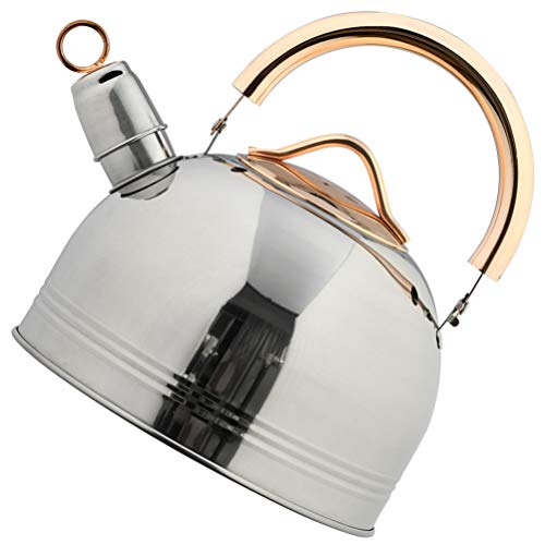 Hemoton 3L Stove Top Whistling Kettle Surgical Stainless Steel Tea Kettle Teapot With Cool Touch Ergonomic Handle Water Kettle For Home Kitchen Camping Outdoor Use #TOP29