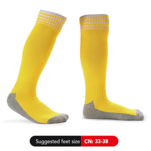 HUIOP O futebol respirável do miúdo golpeia peúgas altas dos meninos das peúgas do tubo sobre peúgas