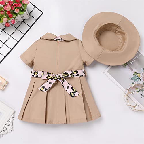 Toddler Baby Girl Birthday Outfit Dress + Hat + Leopard Print Tie Cake Smash Photo Shoot Summer Clothes3