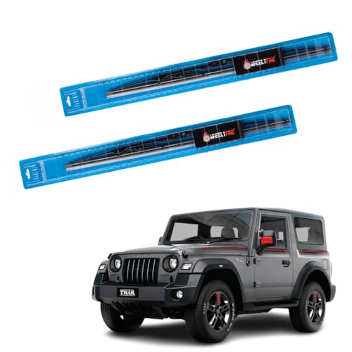 Image of Windshield Car Wiper Blades Metal Frame Water Repellant Cleaning Wiper Blades Refills Best for Mahindra Thar (2019 Onwards) Dr 13 inch /Pa 13 inch