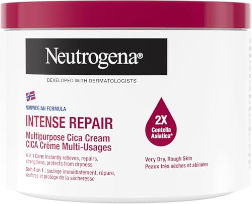 Neutrogena Norwegian Formula Intense Repair Cica Cream 400ml 72-Hour Intense Moisture Ultra Rich Multipurpose Face & Body Cream with 4-in-1 Care 15% Glycerin Suitable for Sensitive Skin