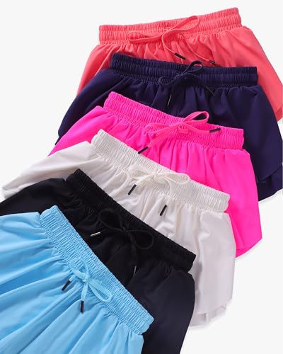 Image of HASMES Girls Butterfly Shorts Teen Flowy Athletic Shorts for Running Dance Cheer 5-14Y