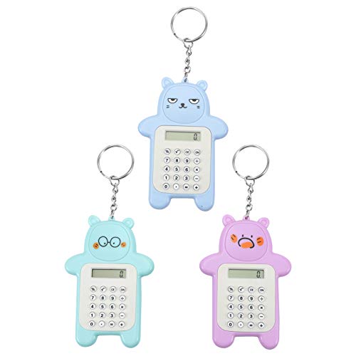 STOBOK Mini Calculadora 3Pcs Com Chaveiro Calculadora de Bolso Calculadora Eletrônica Pequena Calcul