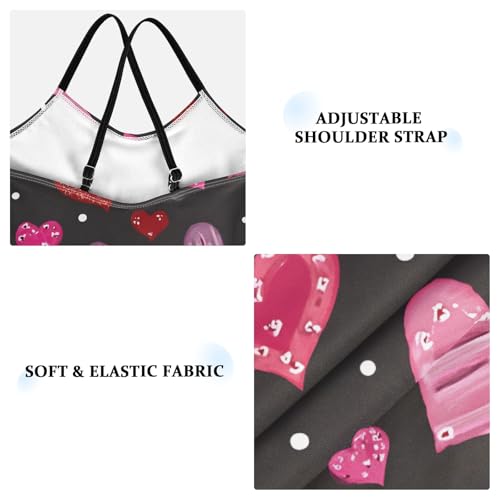 Line Love Dot Pattern Girls Swimsuit One Piece Bathing Suit Beach Swimwear with Adjustable Straps 3-10Years3