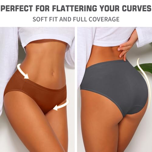 Image of Eiggam Women's Cotton Bikini Panties,High-Cut Full Coverage Stretch Cool Underwear for Women
