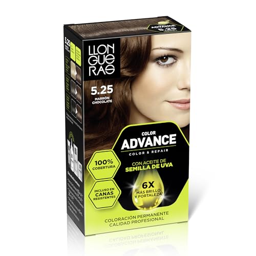 Llongueras Color Advance Tinte Pelo Mujer Coloración Permanente 100% Cobertura Incluso En Canas Resistentes - Tono 5.25 Marrón Chocolate