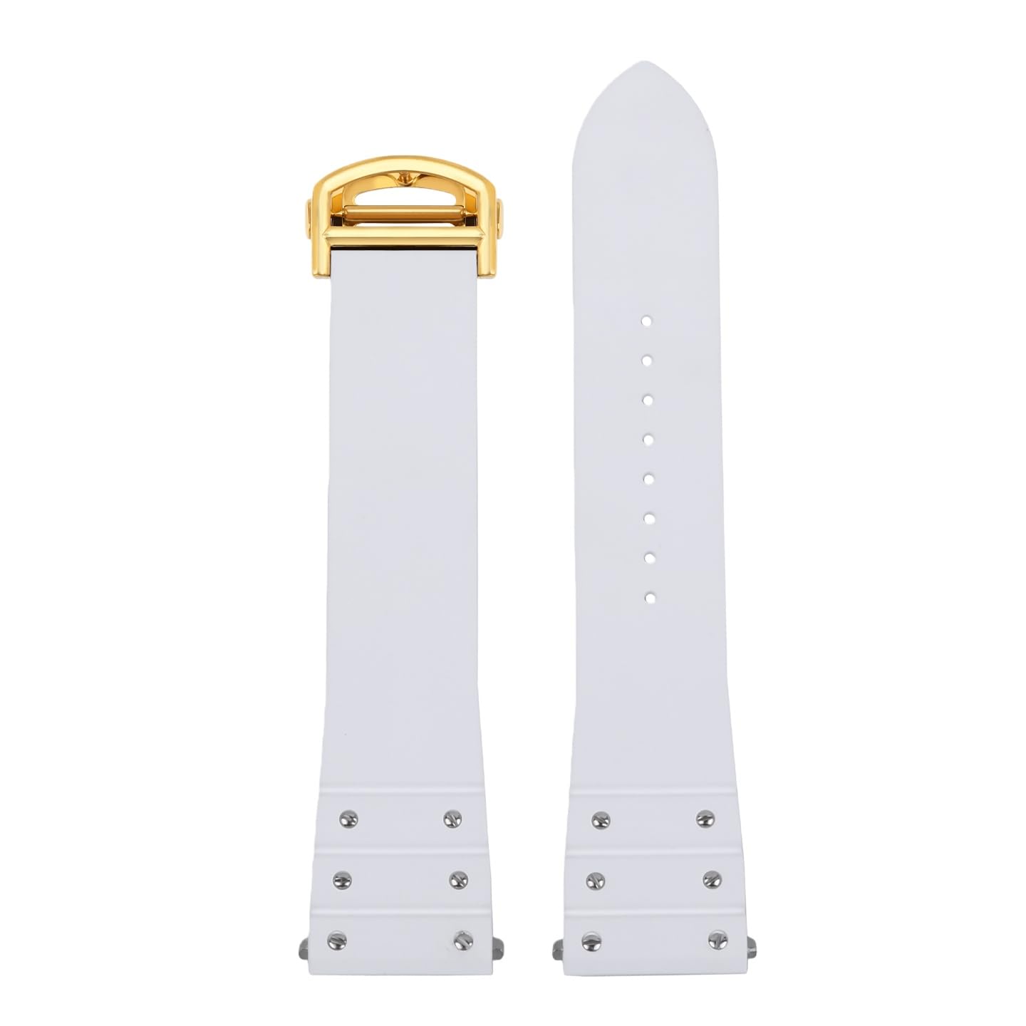 Quick Release Rubber Strap for Cartier Santos - 21mm Waterproof Sports Band with Stainless Steel Adapter, Black-Silver Watch Replacement Chain