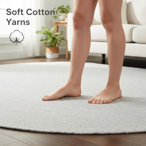 Alfombra Trenzada Super Area Rugs 3x5 Ovalada Gris y Blanca miniatura 3