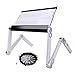 Produktbild Wz Laptoptisch Höhenverstellbar, Betttisch Sofa Wärmeableitung Pad Erhöhen Base Faltbares Frühstückstablett Mit Lüfter (Farbe : Weiß, größe : L 52X24.5cm)
