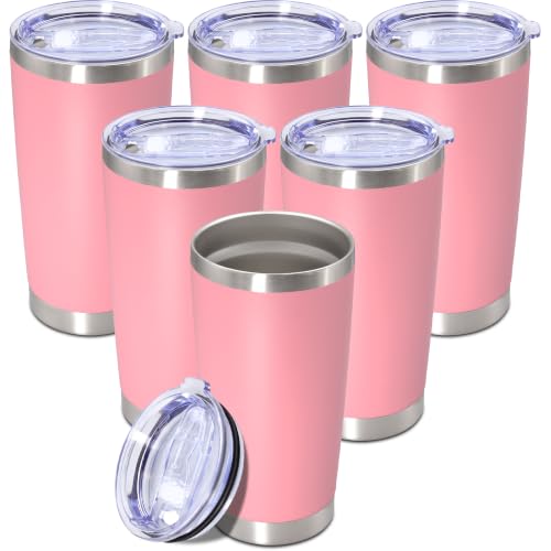 Image of 20oz Tumbler Insulated Tumblers Vacuum Coffee Mug with Lid Pink 6Pack