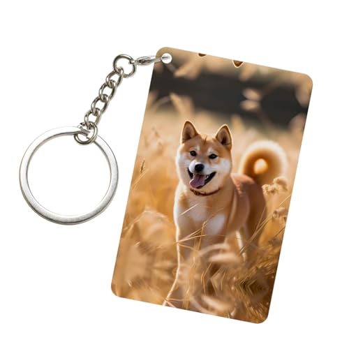 PHAYAH Acryl-Schlüsselanhänger, rechteckig, dekoratives Accessoire zum Verschenken, kreativer Schmuck, Geschenk, Shiba Inu Muster, durchsichtig, One size