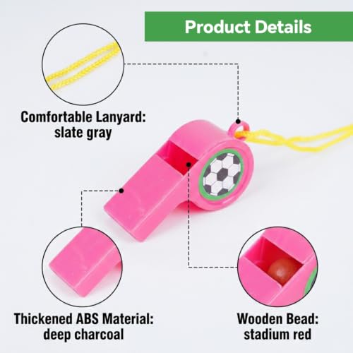 Image of Proberos 5 Pcs Sports Whistle for Coach, Football Shape Plastic Whistles, Colorful Loud Sports Cheer Whistles with Neck Straps for Games Lifeguard Survival Emergency Events
